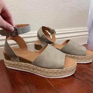 Soda Women's Topic Open Toe Buckle Ankle Strap Espadrille Synthetic Sandal